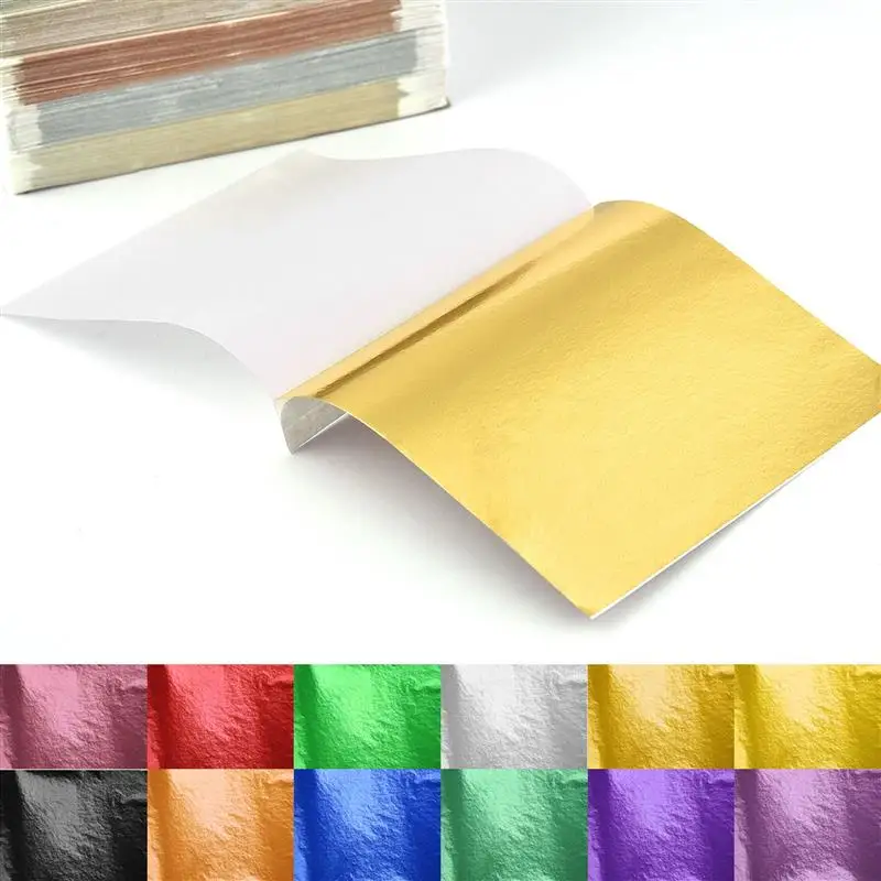 100SheetsImitationGoldSilverFoilPaperLeafGildingDIYEpoxyResin