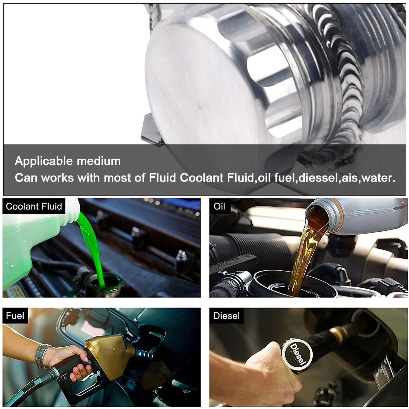 Oil Catch Can Radiator Coolant Tank 2L Aluminum Coolant Radiator Overflow Tank