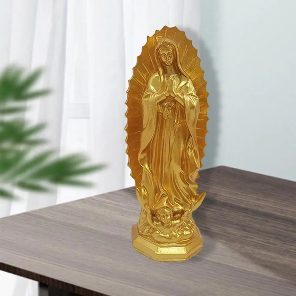 Resin Mary Statue Figure Blessed Mother Ornament Figurine Handmade for Patio Wedding Gift Tabletop Outdoor Decor