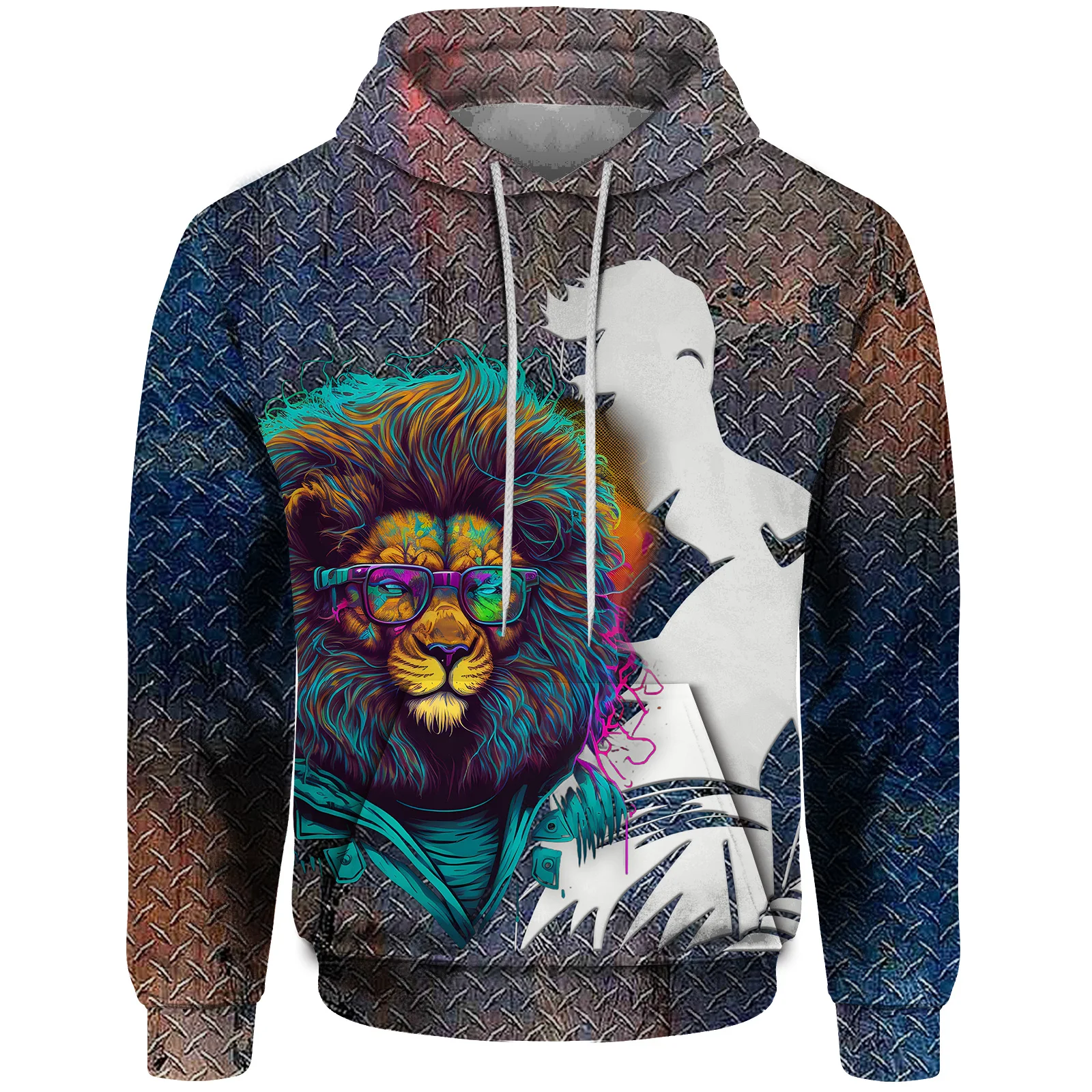 thumbnail image 1 of Sudadera con capucha holgada para hombre, nueva sudadera de otoño 2024, estampado 3D de león gótico, ropa Y2k, ropa urbana Harajuku para hombre, 1 of 5