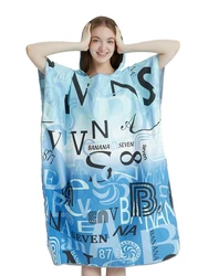 Quick-Dry Microfiber Surf & Beach Changing Poncho with Hoodie (Blue)