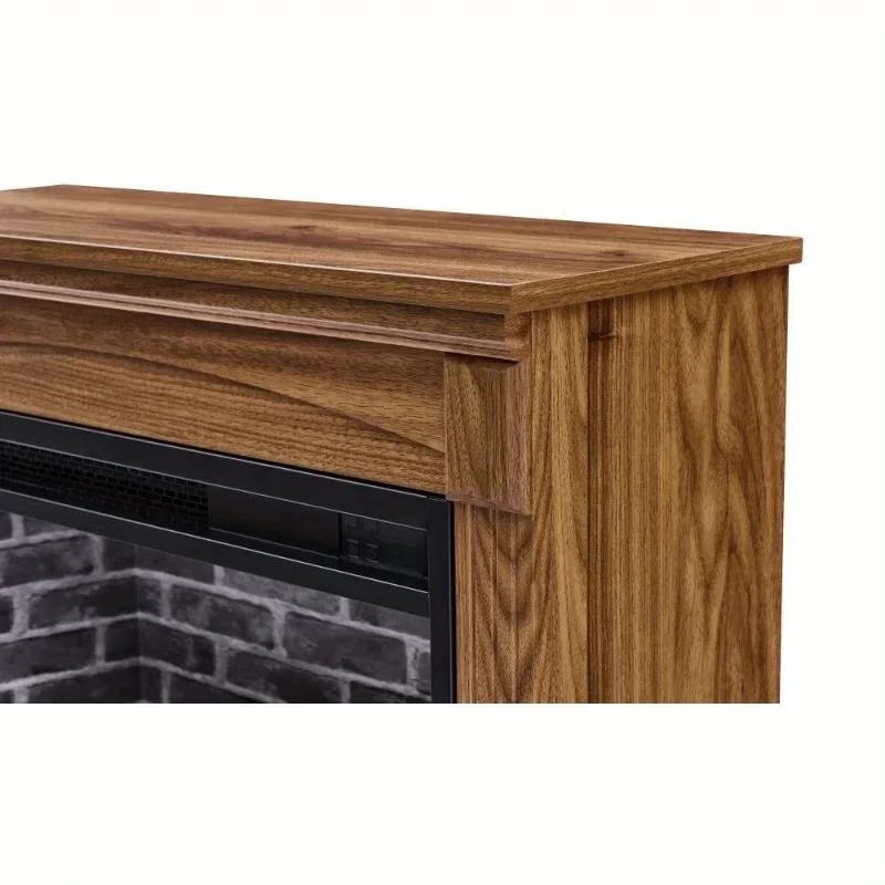 28in Electric Fireplace Heater Mantel with Removable Caster Wheel Multi-Color Flame Timer Low Noise Remote Control Operation