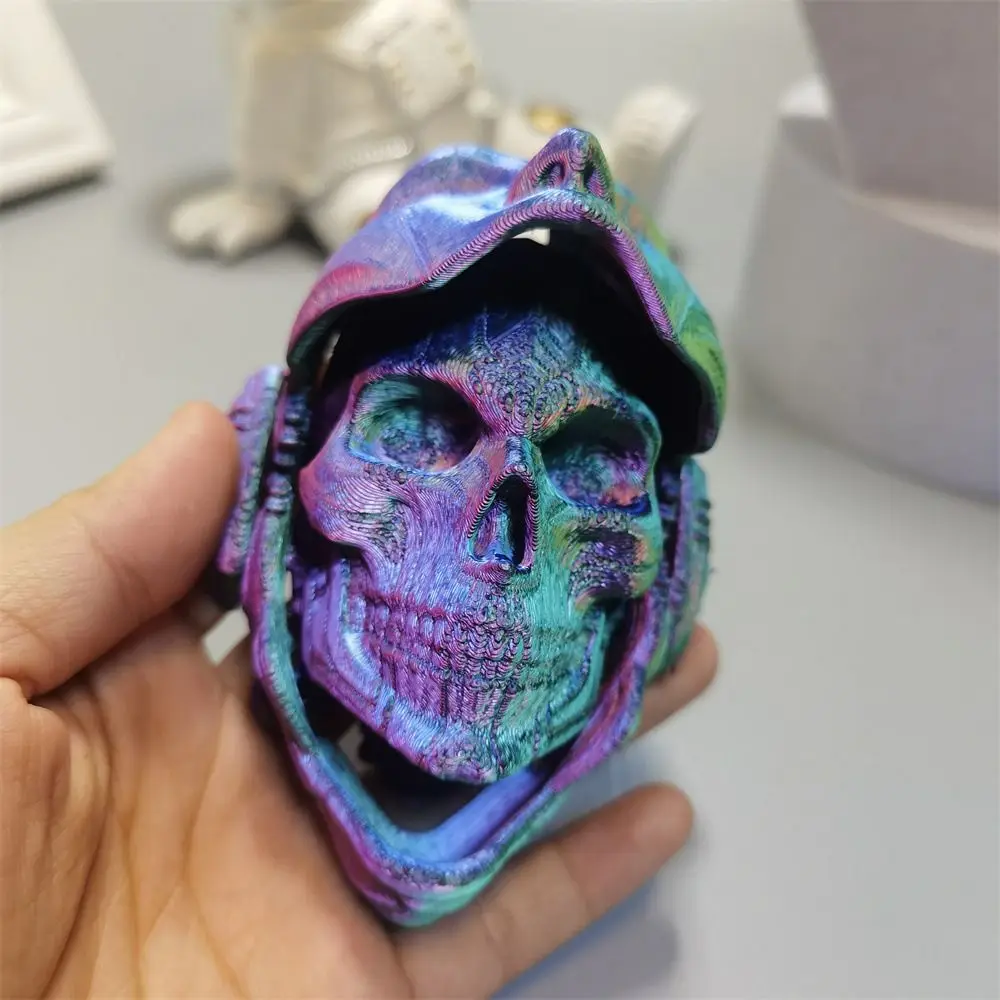 Funny Machined 3D Printing Mask Model Pla Flip Skull Mask Model Colorful Action Doll Accessories Knight Mask Toy Halloween Gift