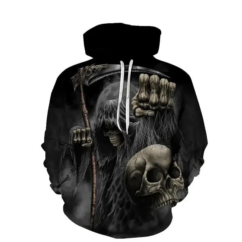 thumbnail image 1 of Nueva sudadera con capucha para hombre, estampado de calavera en 3D, jersey con estampado de tendencia urbana, manga larga, estilo hip hop, informal, holgada, para otoño, ropa para hombre, 1 of 5