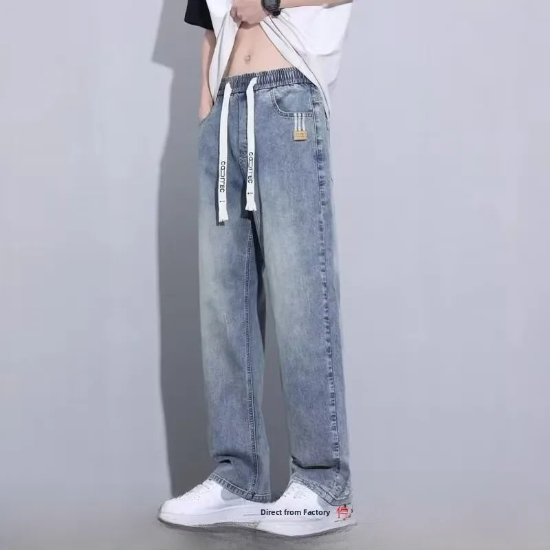 Teenage Boys Summer Slim Straight Jeans Thin Cotton Denim Casual Trousers for Junior And High School Students Fashionable And... - 3