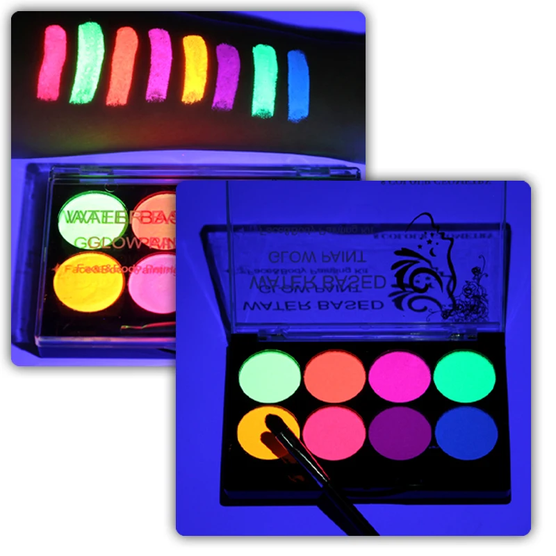 

8 Colors Face Body Art Paint UV Glow Fluorescent Glowing Christmas Halloween Party Fancy Dress Beauty Makeup Tool wholesale