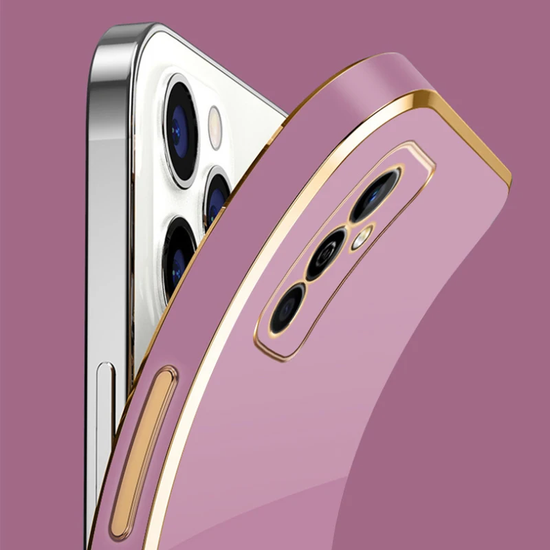 Luxury Square Plating Soft Back Phone Cover - Sleek & Stylish Design