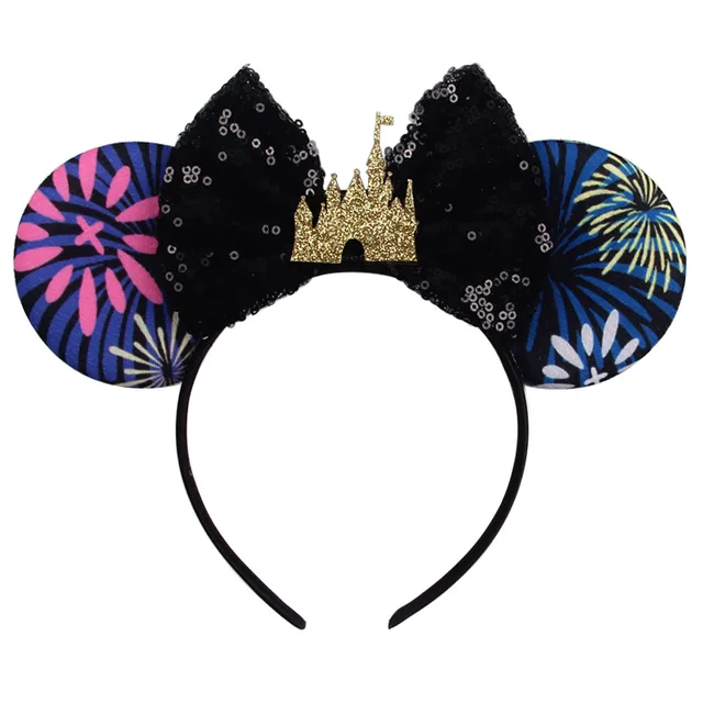 2023 Disney Mouse Ears Headband Mother Kids ​Festival Hairband Sequins Bow Kids Party Encanto Maleficent Girls Hair Accessories 5