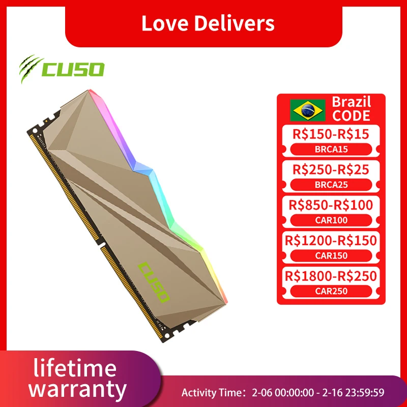 Cuso Ddr4 Ram 8 Gbx2 16 Gbx2 3200Mhz 3600Mhz Memoria Ram Serie Sabertooth Rgb Memory Dimm Desktop