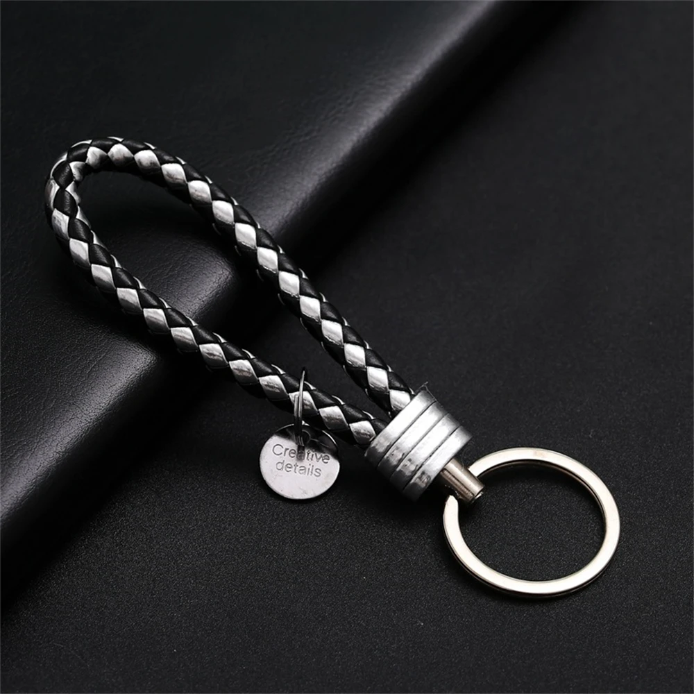 Braided PU Leather Wristlet Keychain Strap - Stylish Accessory