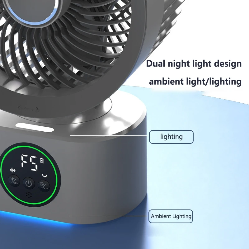 Lenovo Portable Rechargeable USB Wall Hanging Air Fan Remote Control Folding Shake Head Fan with Nightlight Air Cooler Household 4