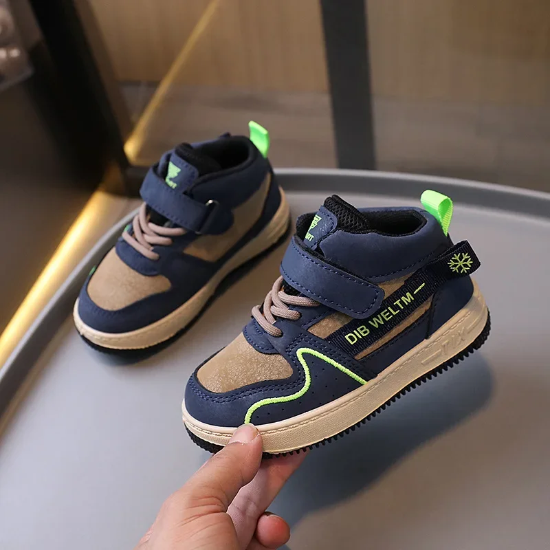 2024 Autumn New Child Sneakers High Top Fashion Comfort Boy Shoe Versatile Trendy Casual Shoes Basketball Sports Kid Canvas Shoe 4