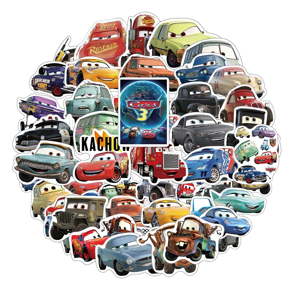 10/30/50Pcs Disney Cars Lightning Mcqueen Stickers Cartoon Movie Decalcomanie Fai Da Te Notebook Chitarra Laptop Phone Fridge Cute Sticker Toy
