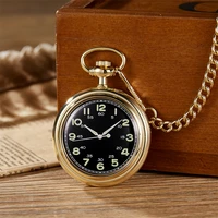 New classic retro luminous straight plate uncovered double Arabic numeral mechanical pocket watch suitable for men and women