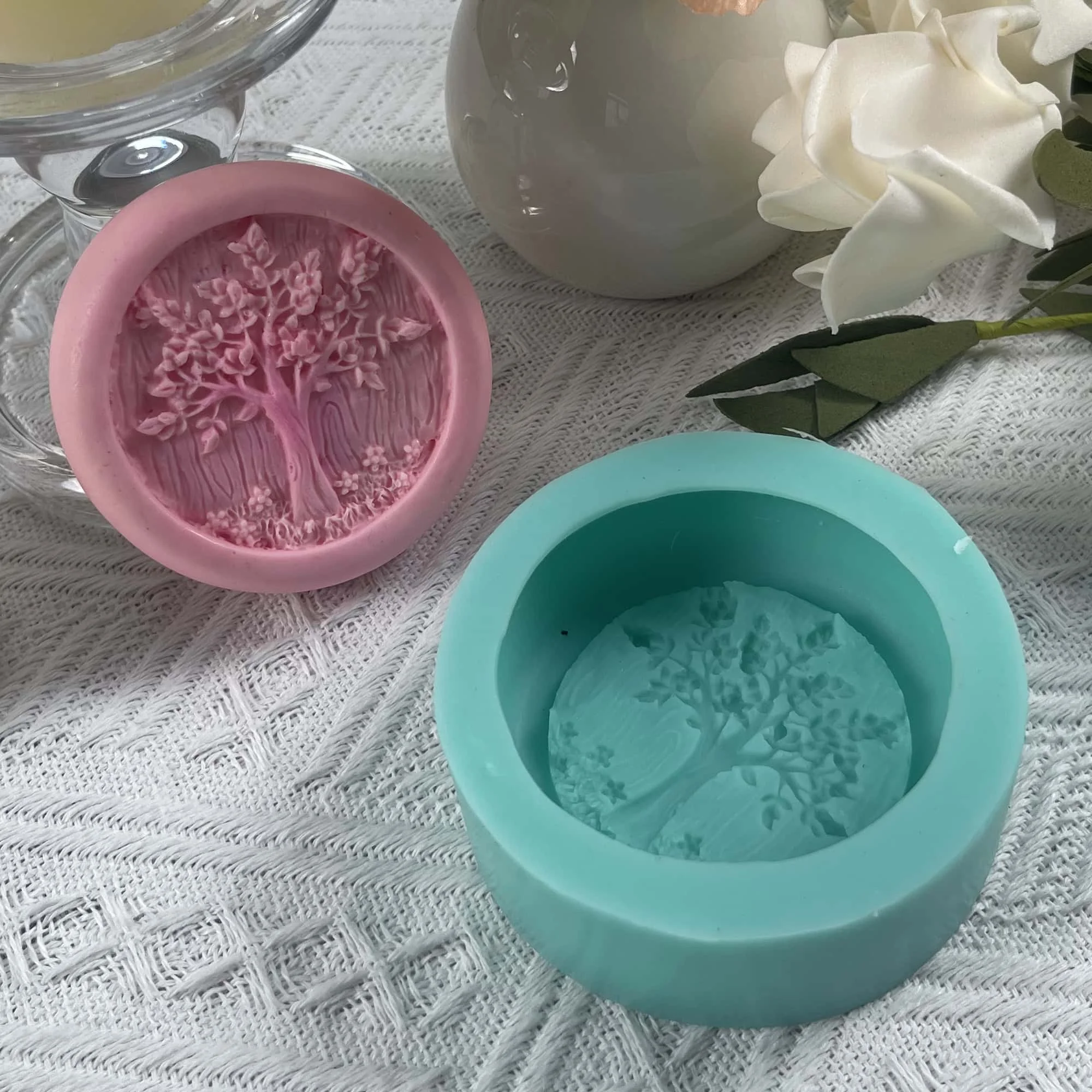 Life Tree Design Natural Soap Mold Scented Candle Wax Melt Mold Aroma Gypsum Resin Craft Silicone silicone mold