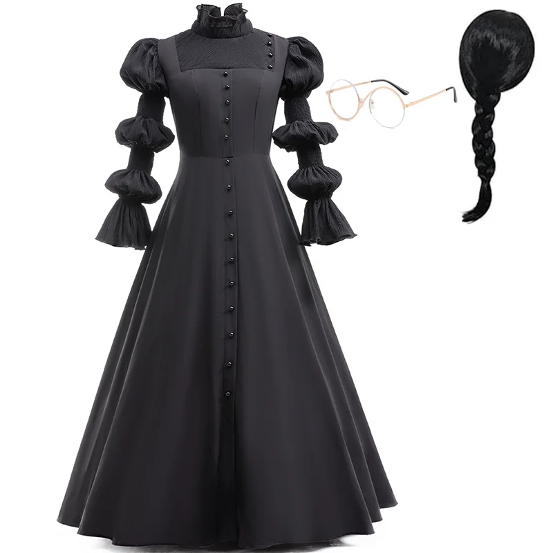 Movie Wicked Witch Cosplay Costume Black Deluxe Dress With Wigs Glasses For  Adults Halloween Party Dress Up Parent-Child Outfits - AliExpress 1501