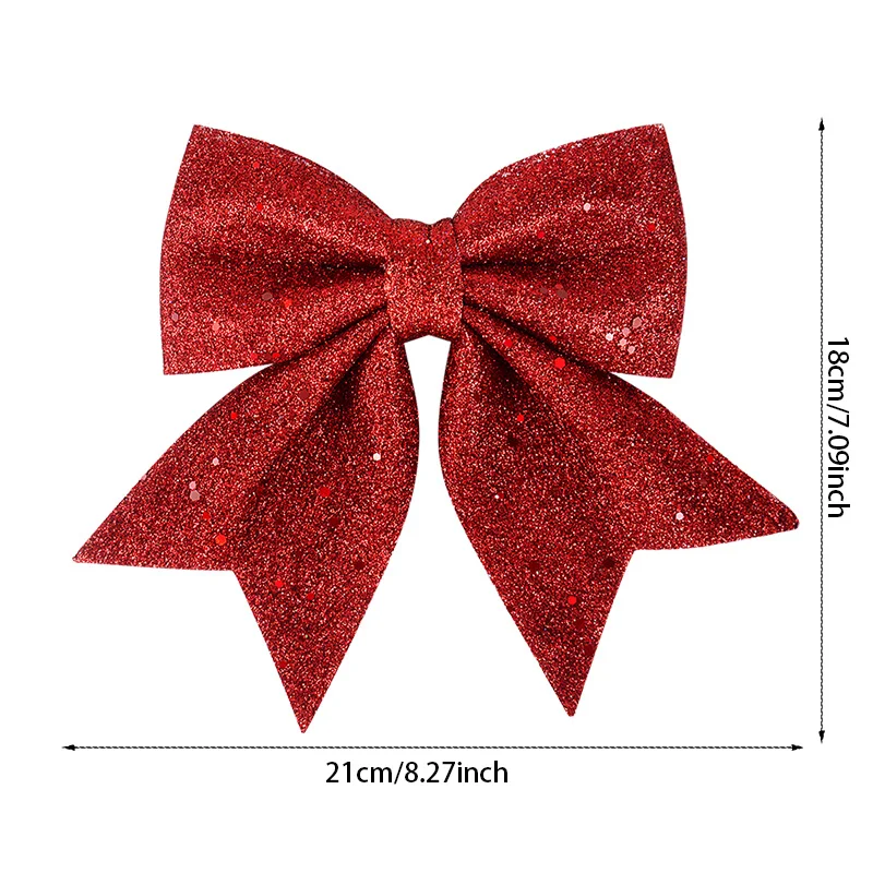 Large Red Gold Sparkling Bow Glitter Christmas Ribbon Bowknot Xmas Tree Hanging Ornaments New Year Home Decoration Navidad 2024