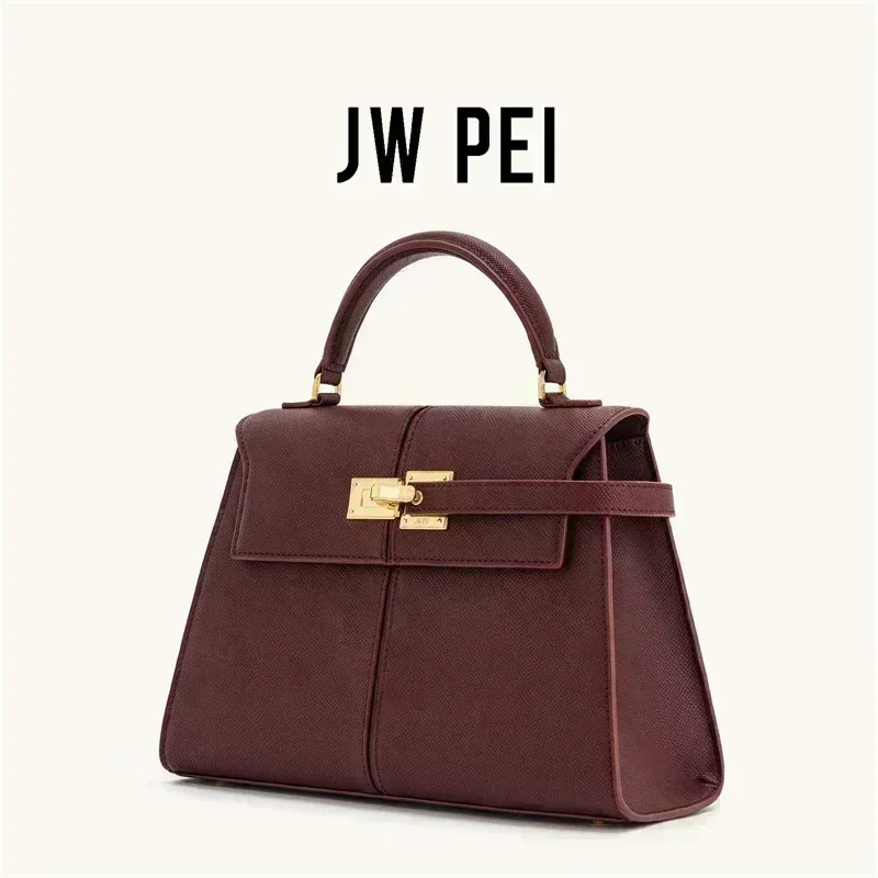 JW PEI Women's Handbag Elise Designer Fashion 2025 New Burgundy Handbag Large Square Crossbody Bag High-end Women's Bag 1
