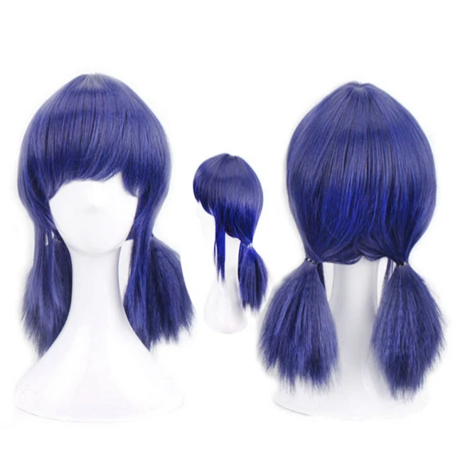 Perruque pour filles Cosplay Cheveux bleus avec queues Adulte