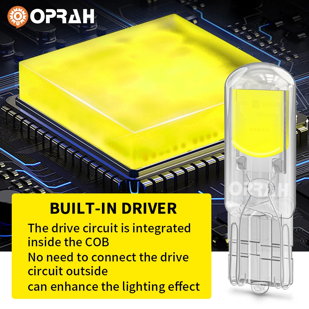 LED      , 6000K ȭƮ  Ʈ, ֽ T10, W5W ̾ COB ̺ , 12V, 2 