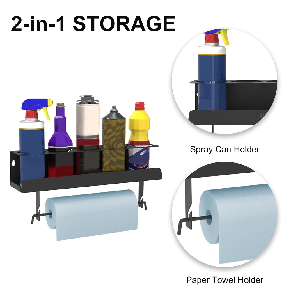 2-in-1 Tool Storage Rack Tissue Rack Paint Bottle Spray Can Storage Multi-functional Saving Space&Easy to install