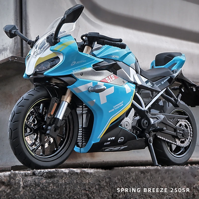 

Модель мотоцикла из сплава, 1:12, весна, Breeze CF 250SR, амортизаторы, коллекционная игрушечная машинка со звуком и светом, подарок для детей
