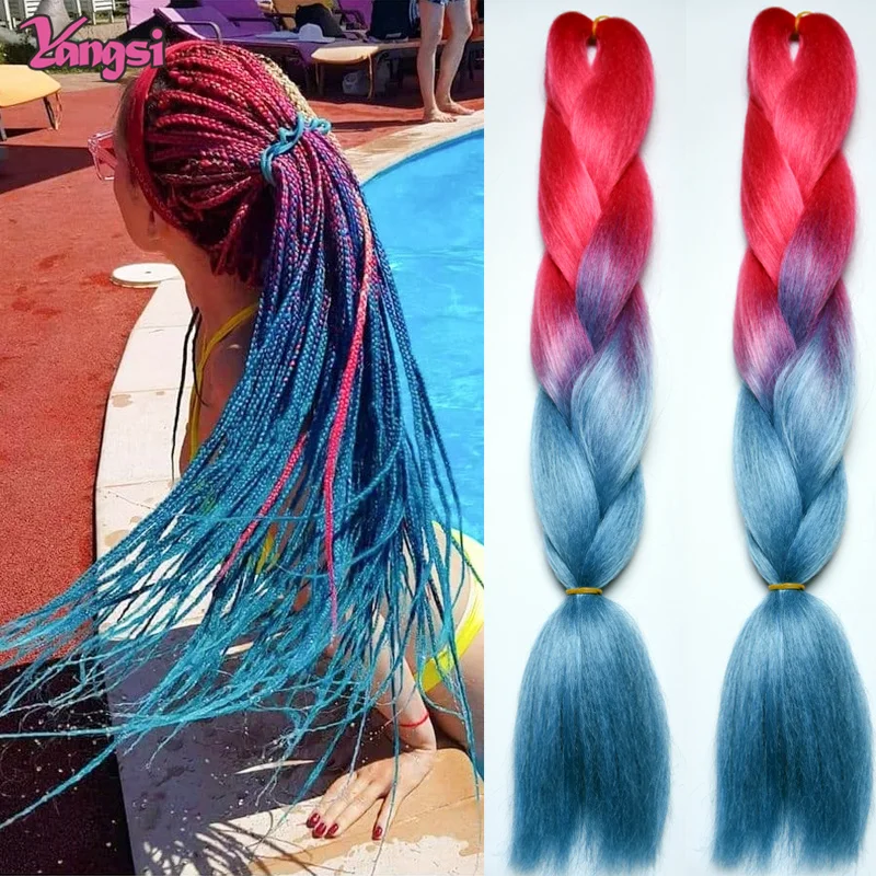 

24 Inch 105 Color Jumbo Braiding Hair Pre Stretched Afro Wholesale Ombre Synthetic Crochet Hair Extension For Box Twist Braids