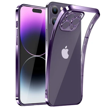 Luxury Clear Case For iPhone 14 13 12 11 15 Pro Max Mini Square Soft Silicone X XR XS Max 8 7 Plus Transparent Back Cover Case - Image 1