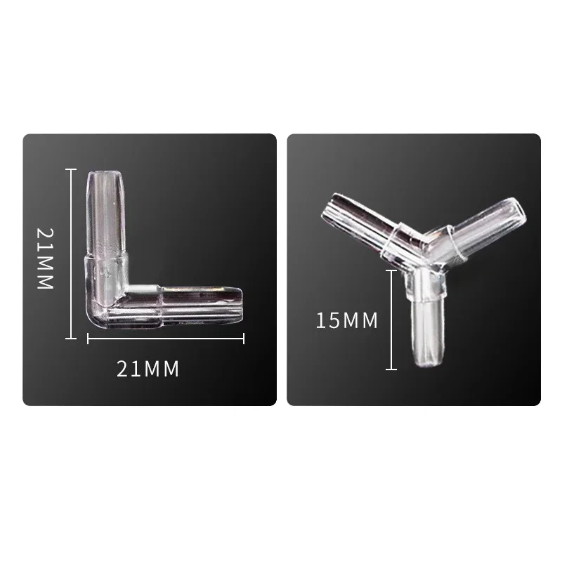 10Pcs Aquarium Airline Tubing Connectors Fish Tank Transparent Adapters for 3/16" Inner Diameter Air Line Hose I/L/T/Y Shaped