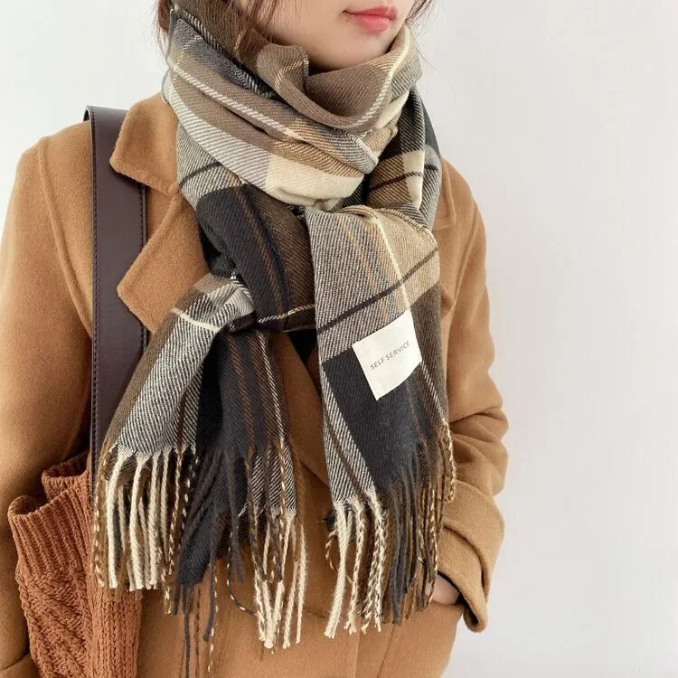 

Шарф из чистой шерсти Женская шаль длинная теплая вязаная куртка с бахромой осенне-зимнее пончо накидка одеяло модная большая шаль T563