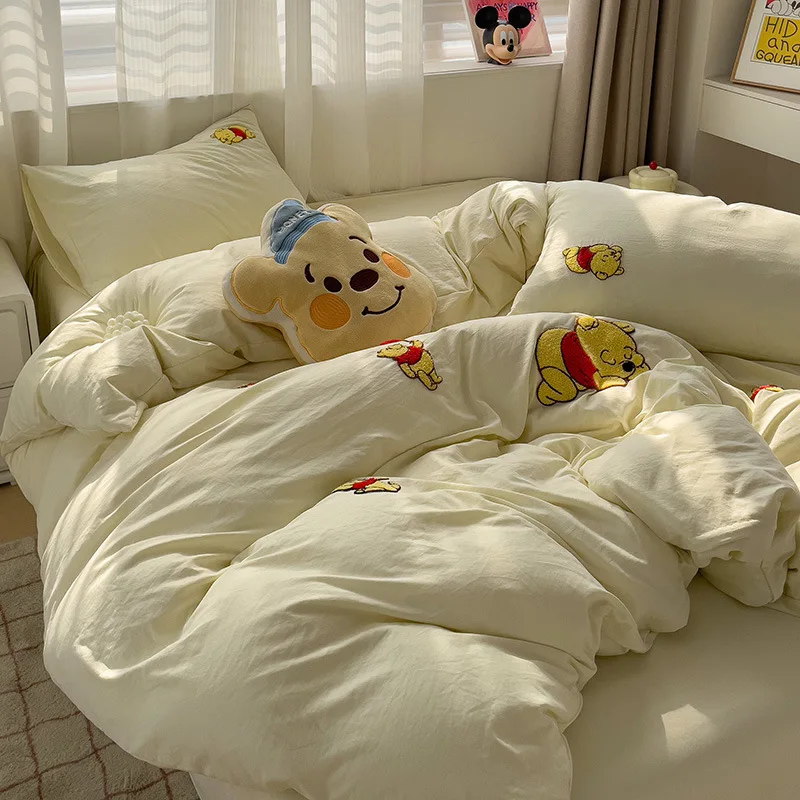 Miniso Stitch Washed Cotton Fitted Sheet, Quilt Cover - Main Image