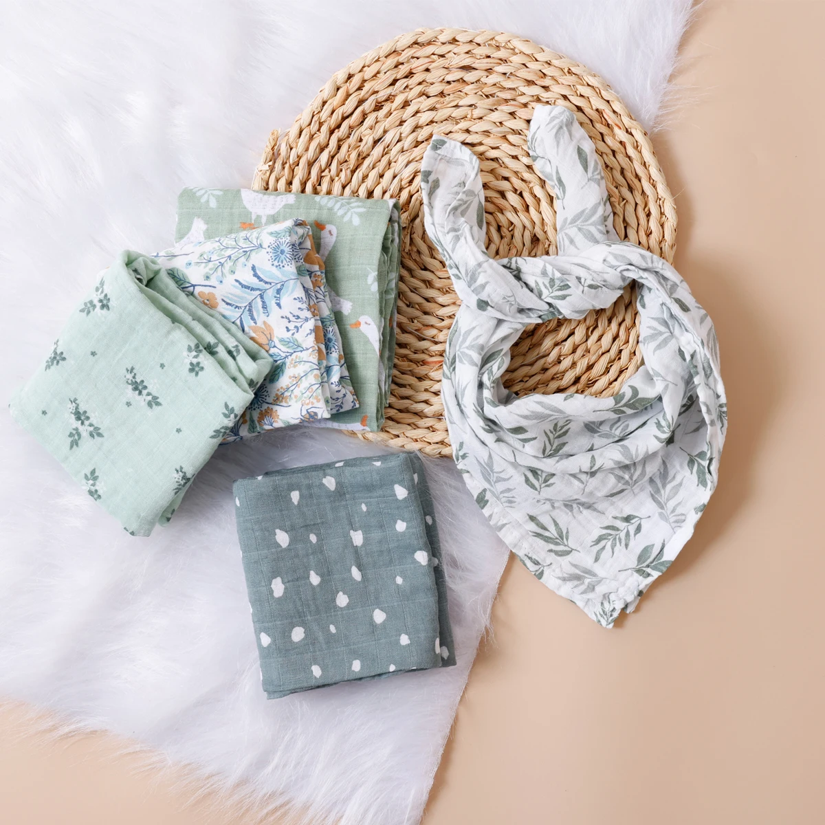 Baby Bib Cotton Bib Set Cotton Bib Security Blanket Kids Neckwear Kangobaby 5pcs Set Multifunctional Baby Muslin Bib Newborn Blanket Breathable Child Scarf 60x60cm