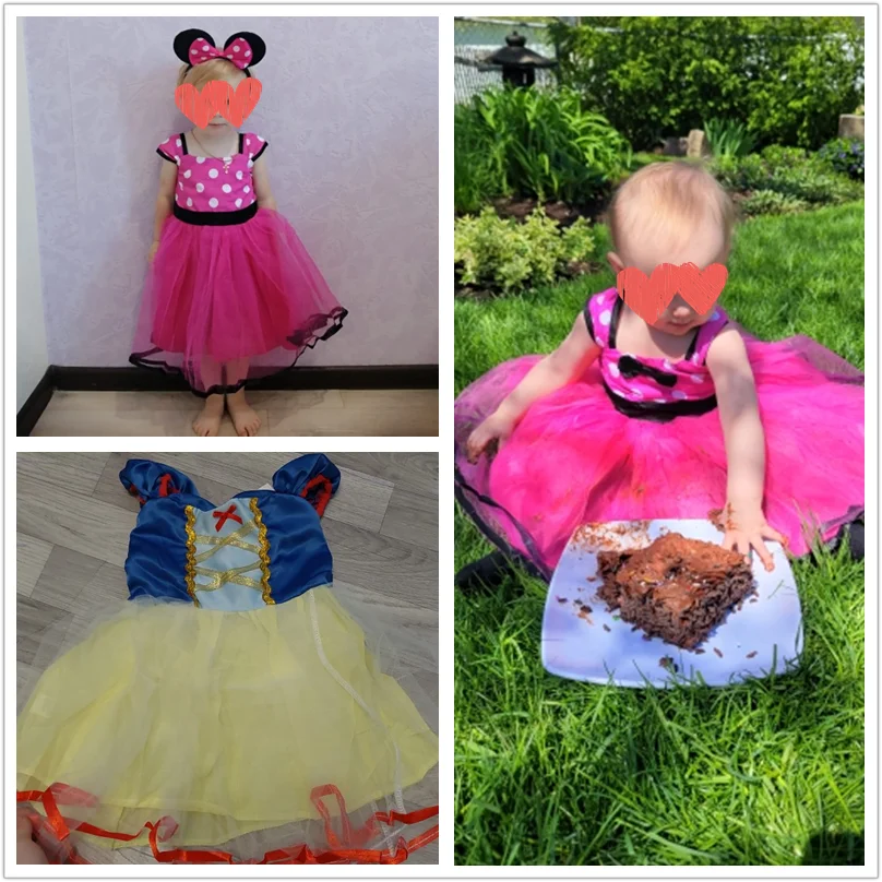 1 Year Old Baby Girls Dress 2nd Birthday Princess Party Dress Cosplay Snow White Costume Infant Robe