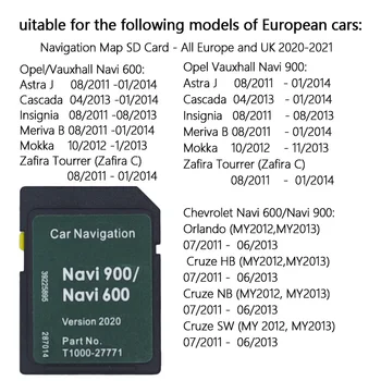 Scheda SD GPS per Opel Chevrolet Navi 900/600 Scheda SD di navigazione Tutte le mappe di navigazione Europa e Regno Unito