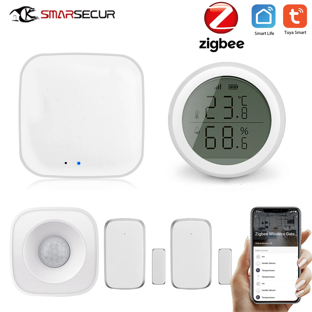 

SMARSECUR ZigBee Smart Home Security Kit pro Controller Hub Smart Remote Control,Zigbee Motion Sensor Door & Window Sensor