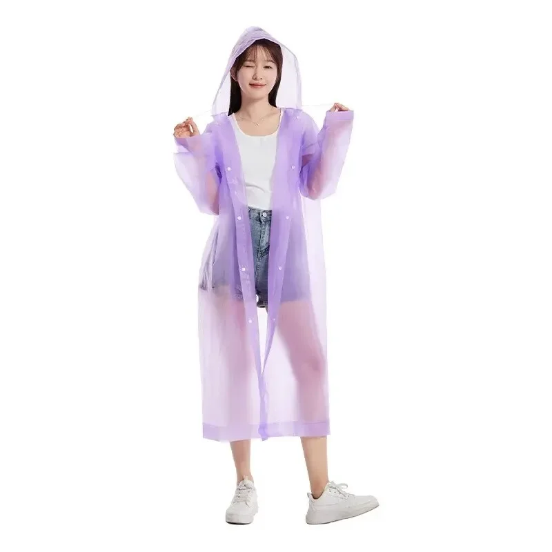 EVA One-Piece Adult Raincoat Non-Disposable Rain Jacket Rain Ponchos Hiking Unisex Hood Travel Portable Women Men rain poncho raincoat suit