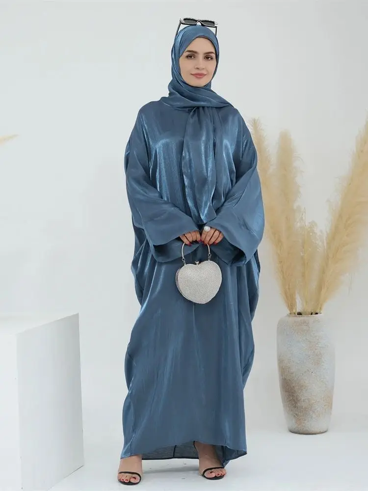 Eid 모던 새틴 키마르 아바야 두바이 럭셔리 2024 이슬람 아랍어 아바야스 여성용 카프탄 히잡 원피스 로브