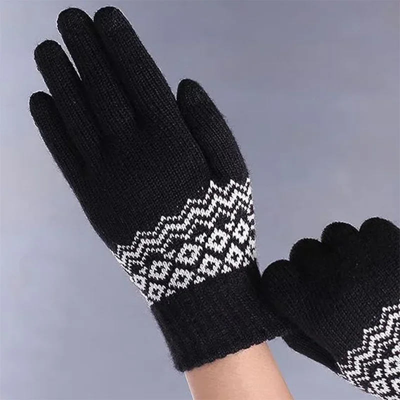 Women Men Wool Knitted Winter TouchScreen Warm Stretch Full Finger Gloves Imitation Wool Mittens