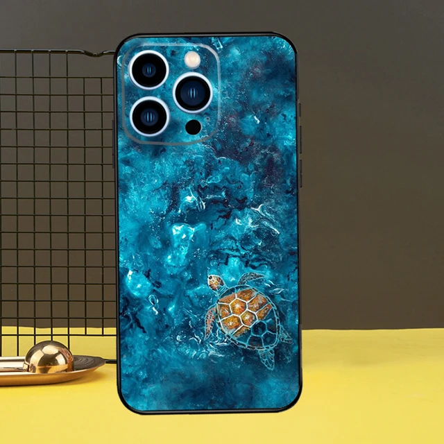 Back Cover Iphone 12 Pro Sea Green Sea Theme Gradient Glass Case