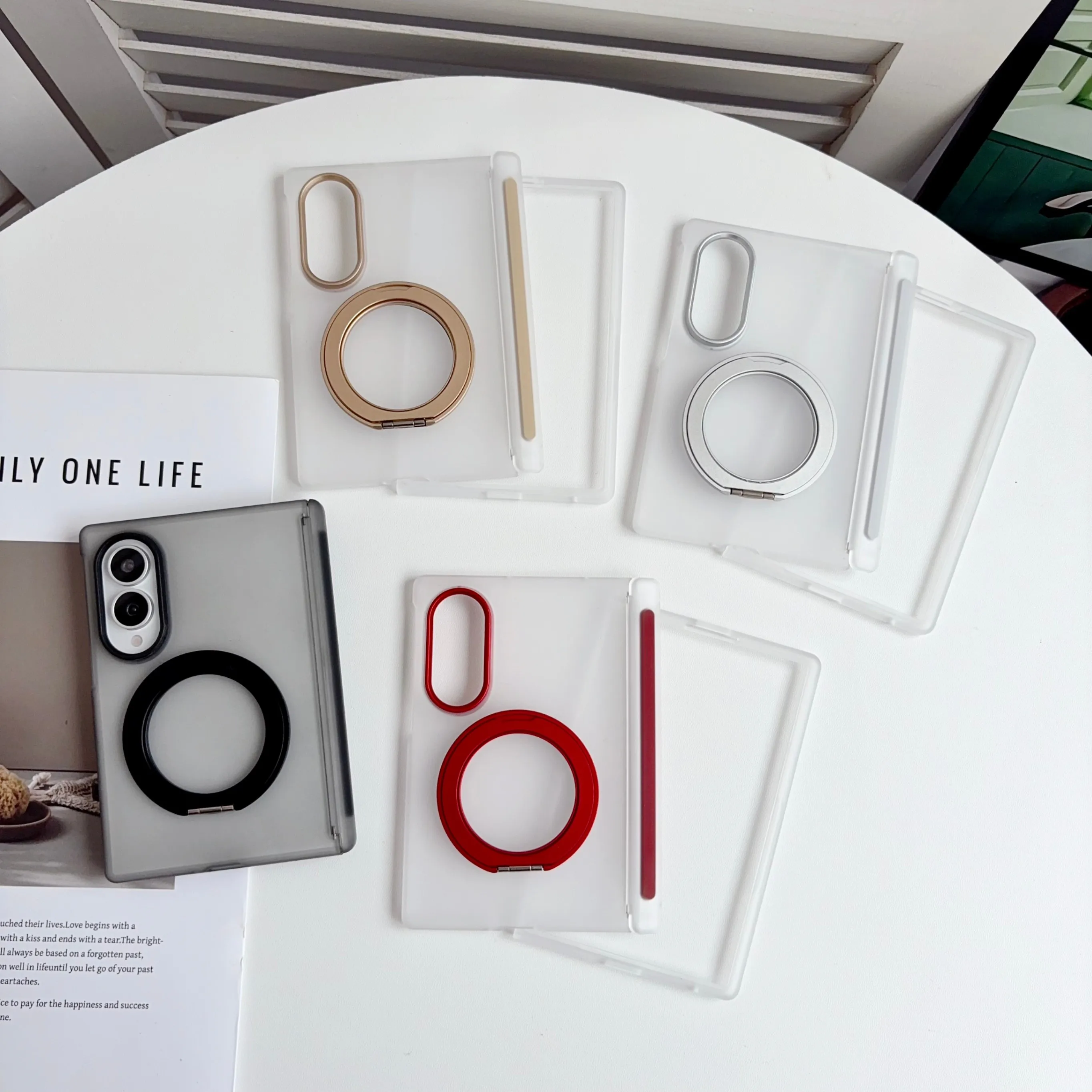360 Rotating Magnetic Shockproof Matte Phone Case with Ring Holder