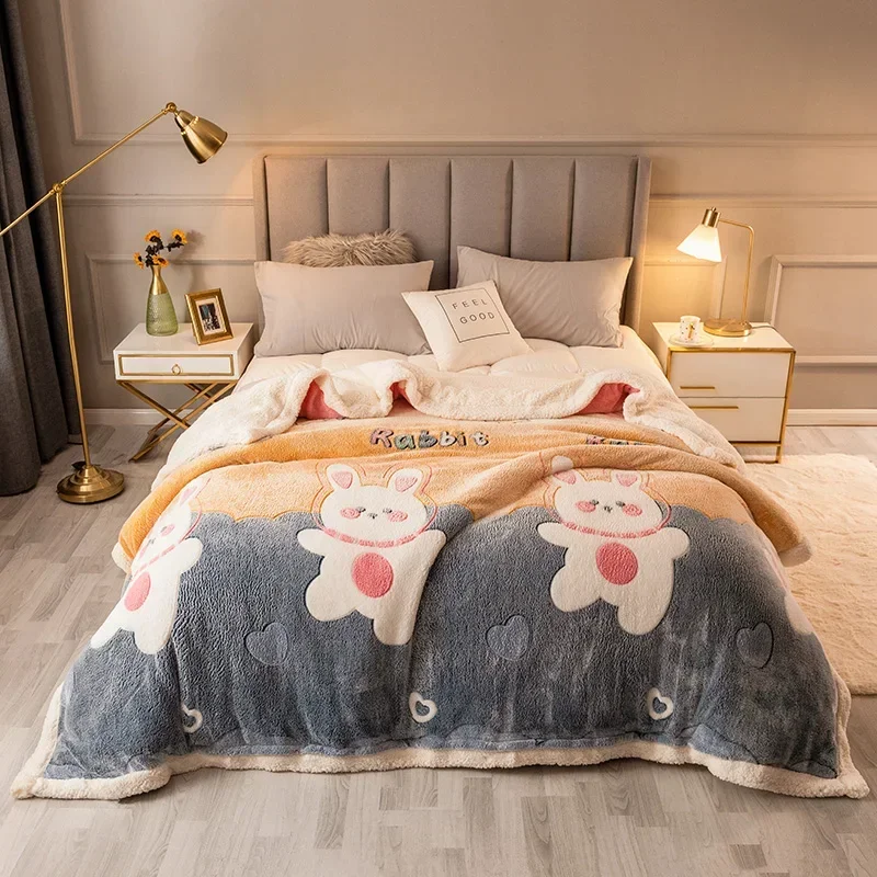 

Milk Velvet Warm Autumn Winter Blanket Duvet Cover Dual Use Lambswool Comforter Quilt Cover Soft Fluffy Blankets with Zipper