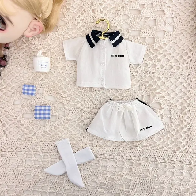 Blythe doll clothing new white shirt+white half skirt short skirt+ 