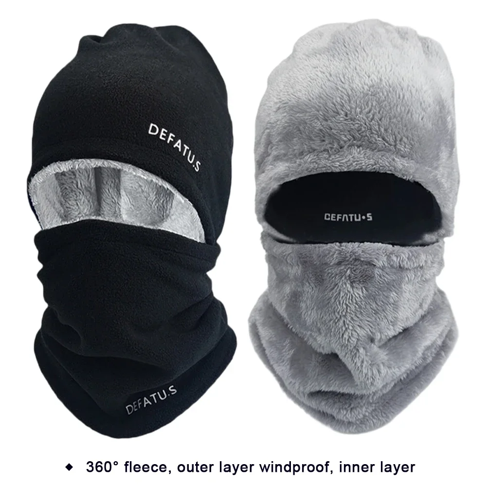 Thickened Fleece Neck Warmer Hat Two-Piece Set Winter Cycling Face Mask Unisex Windproof Cold Resistant Motorcycle Accessories