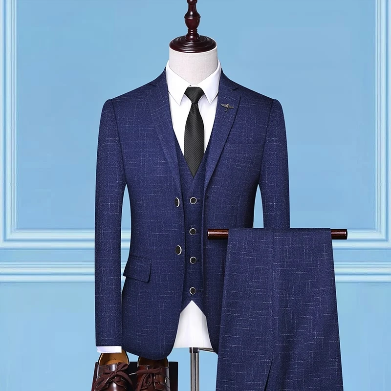 

(Jacket+Pants+Vest) Wedding Suit Men Dress Korean Slims Men's Business Suit 3 Pieces Set Formal Suit Tuxedo Groom Suit S-4XL