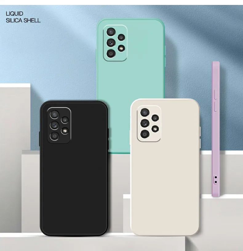Square Matte Silicone Luxury Classic Case with Camera Protection and Shockproof Design