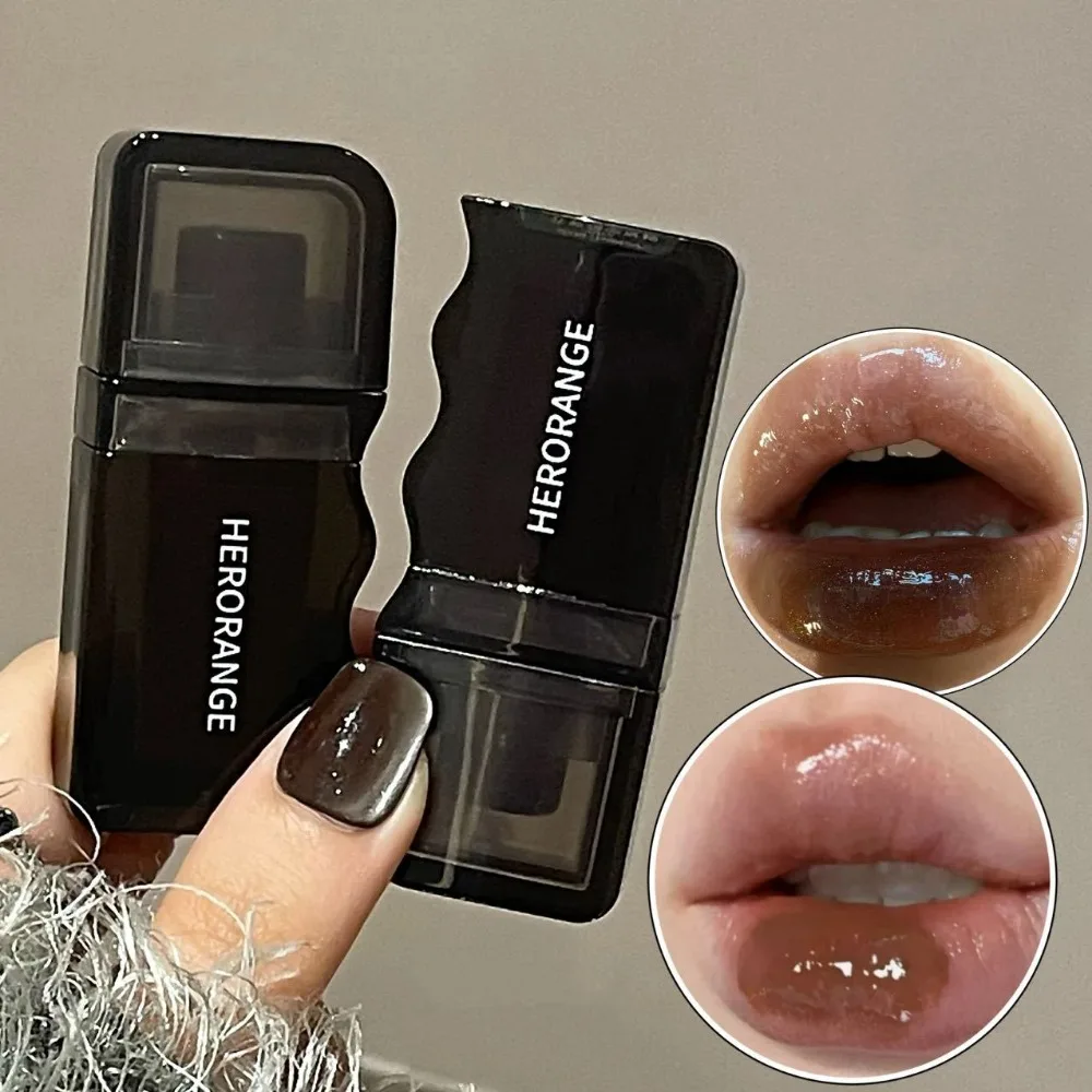 Wave Shape Green Brown Mirror Lip Tint - Clear Shine, Non-Sticky, Long Lasting Lip Makeup