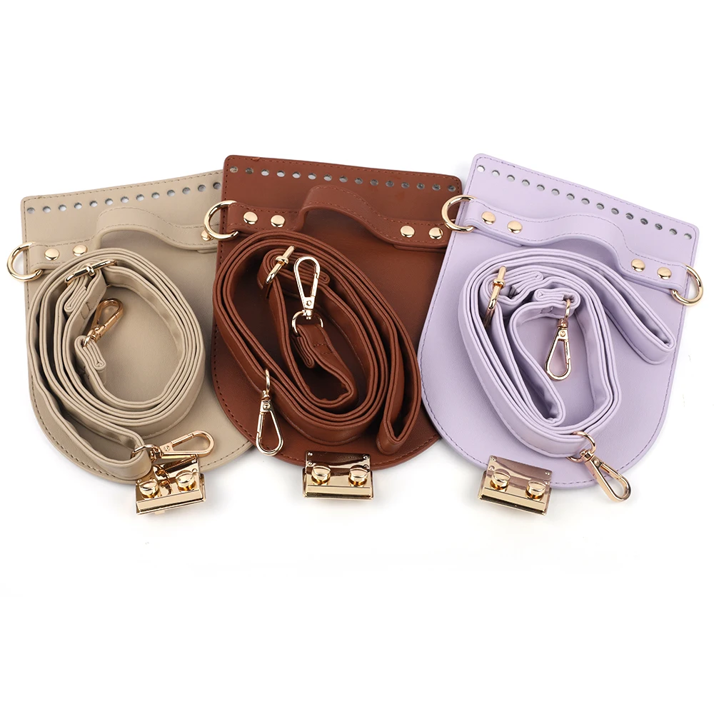 Bag Making Accessories Bag Cover With Hardware Leather Bag Strap DIY Handmade Knitting Crochet Bags for Women Crochet Backpack