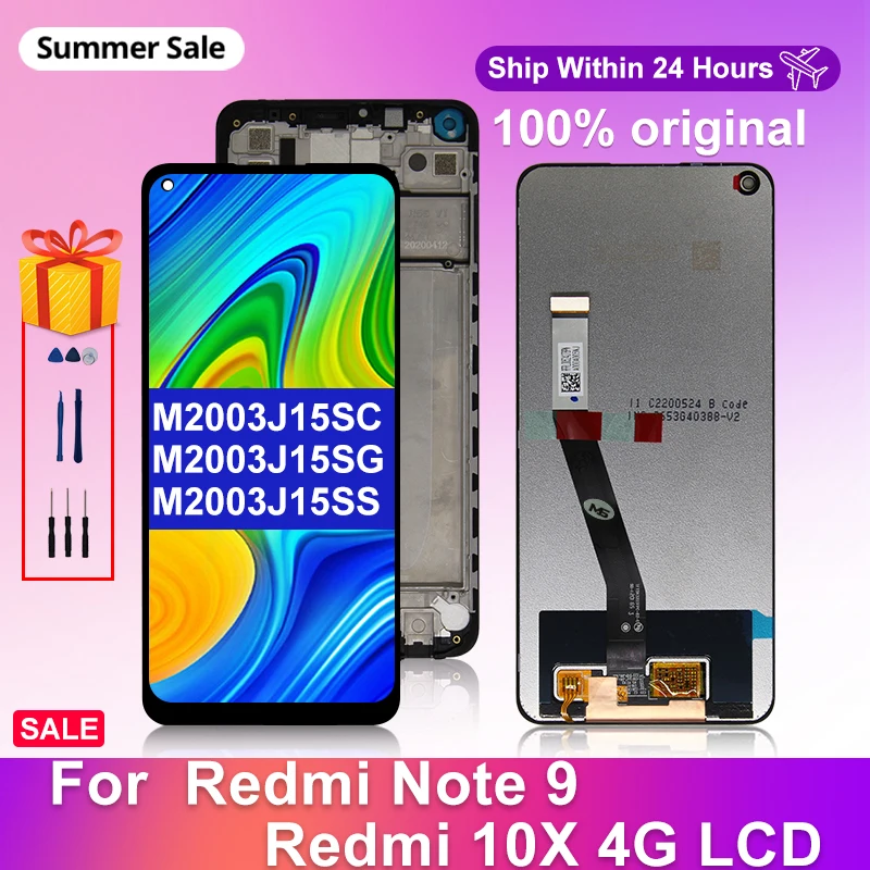 6.53 "오리지널 샤오미 레드미 노트 9 LCD M2003J15SC 터치스크린 레드미 10X 4G LCD, M2003J15SG ...