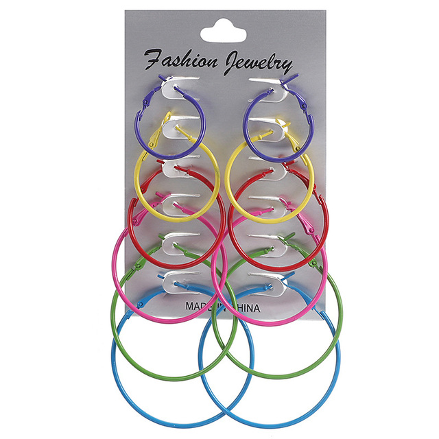 /12Pairs Punk Hoop Earrings Set Big Circle Earrings Jewelry for Women Girls Steampunk Ear Clip Punk Earring Ear Ring