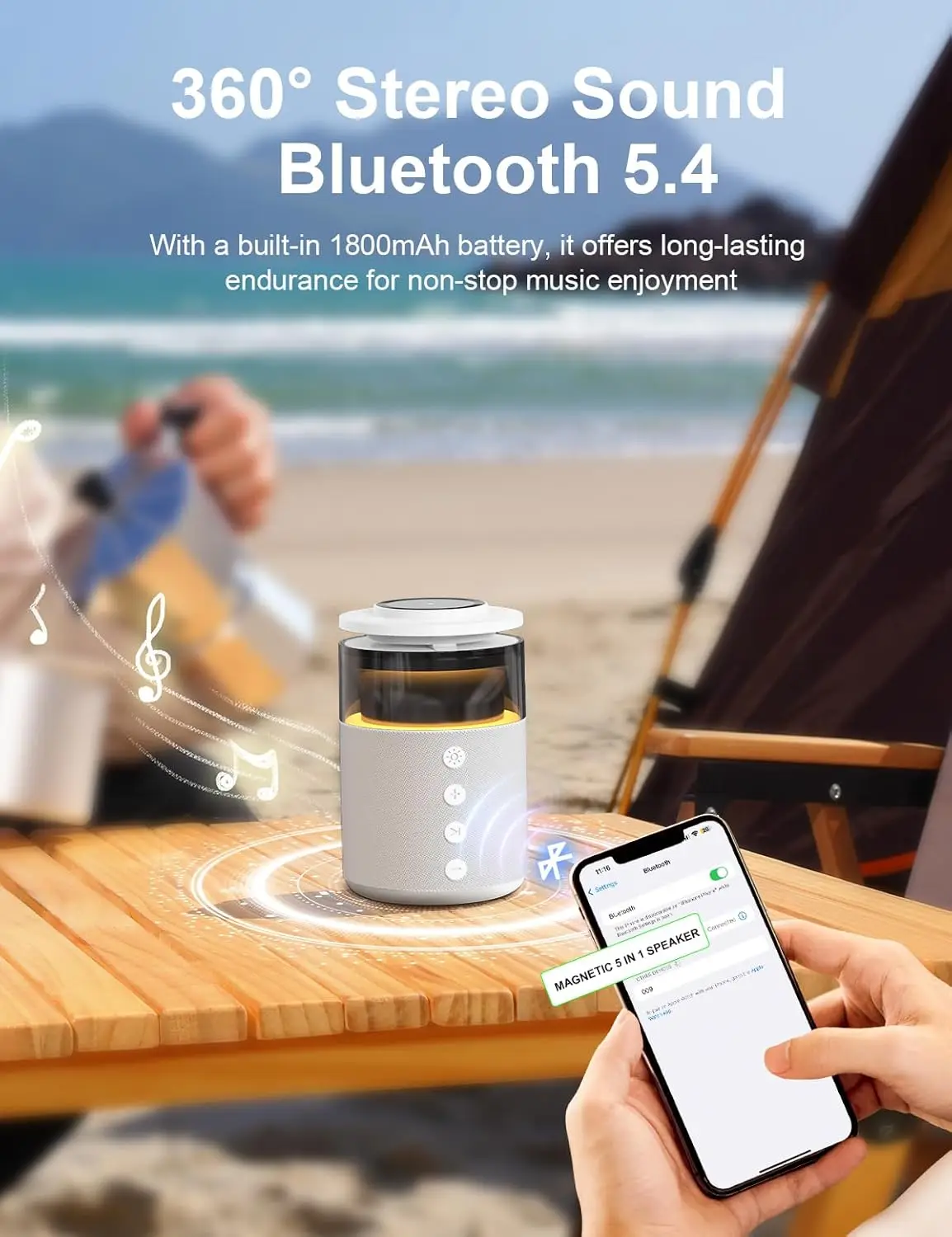 5-in-1 Bluetooth 5.4 Speaker Magnetic Wireless Charging Night Light Charger For iPhone 17 16 15 14 13 12 Apple Watch AirPods Pro
